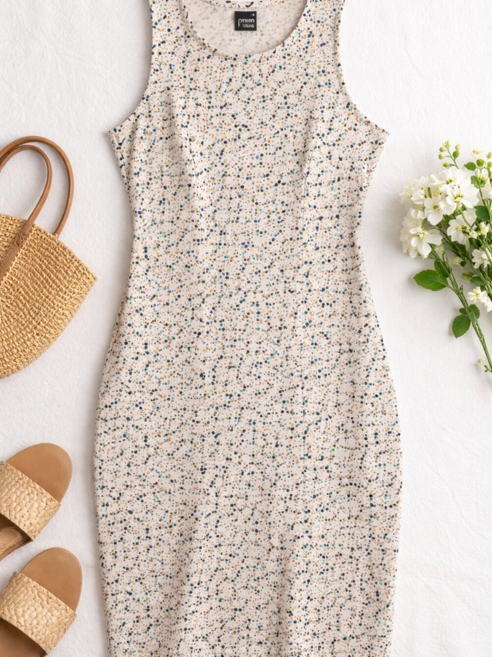 prAna Sleeveless Confetti Print Sheath Dress Casual Travel Workwear Size S